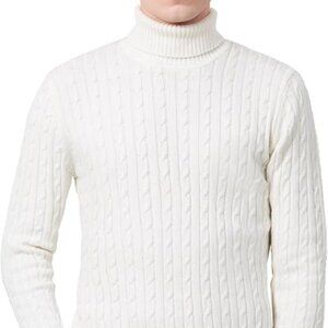 Men's White Pullover Turtleneck Sweater Alegra K Size 46 or XL Cotton Blend